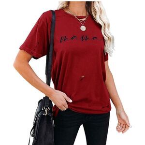 NIUBIA Womens Mama Shirts Short‎ Sleeve Casual Print T-Shirt Round Neck Fit Tees